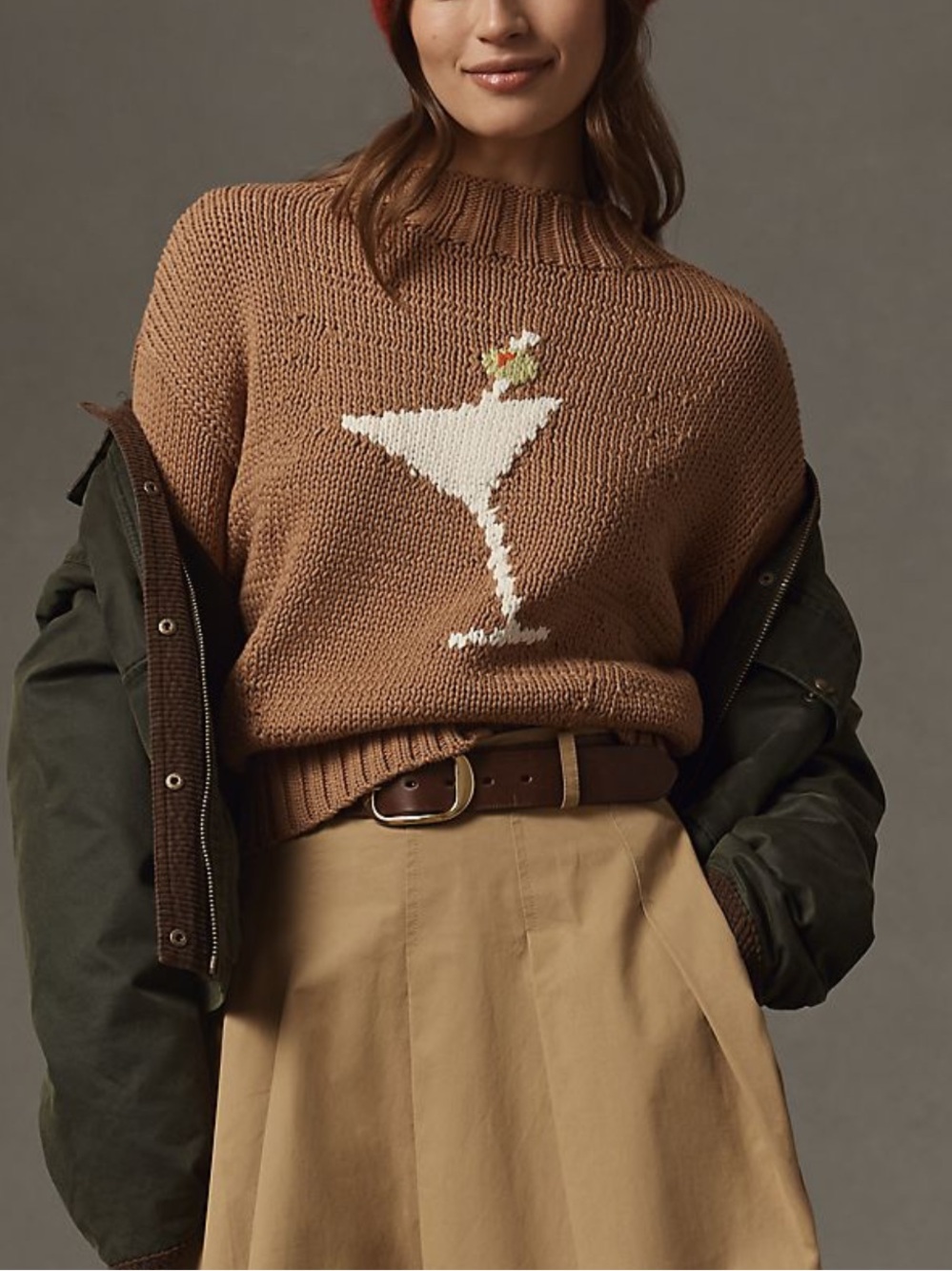 Maeve Anthropologie The Pippa Mock Neck Martini Knit Sweater